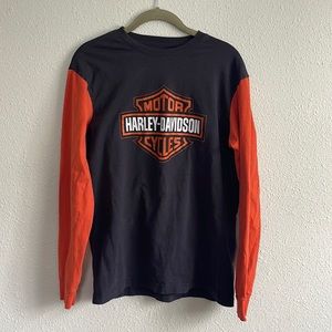 HARLEY-DAVIDSON Mens Color Block Logo Long Sleeve Tee {Size M}